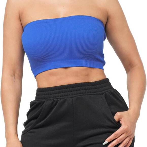Ribbed Seamless Bandeau Tube Top Non-Padded - Picture 1 of 5